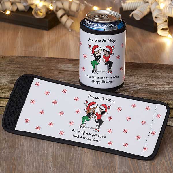 Christmas Best Friends philoSophie's Personalized Beer Can & Bottle Wrap - 32524