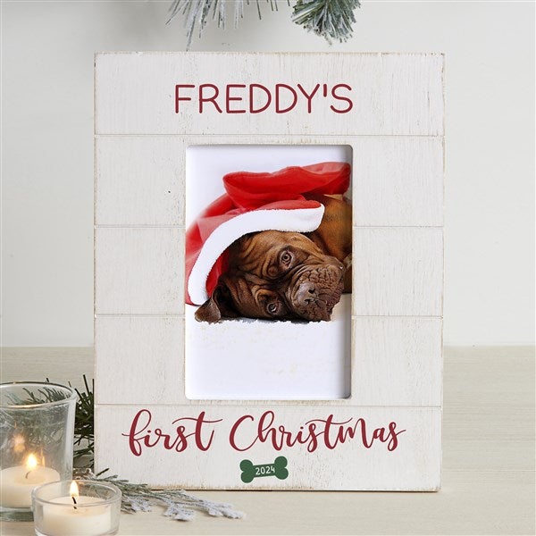 Pet's First Christmas Personalized Shiplap Frames - 32534