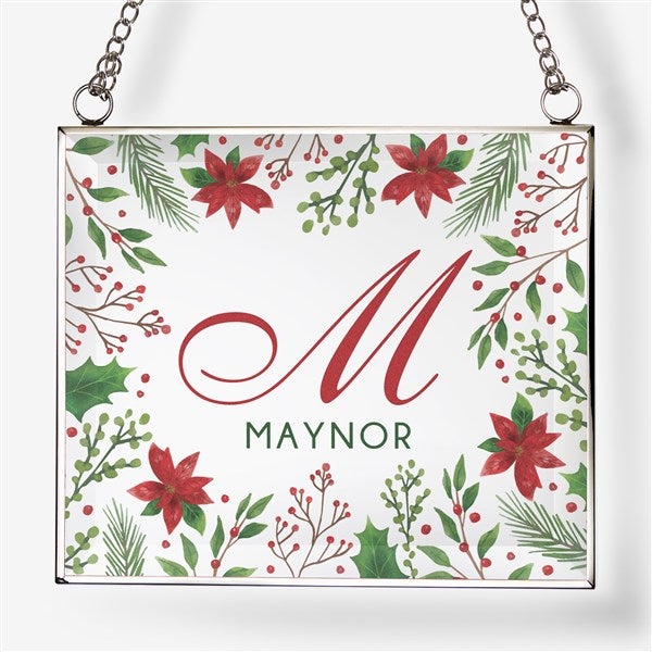 Christmas Poinsettia Personalized Glass Suncatcher - 32536