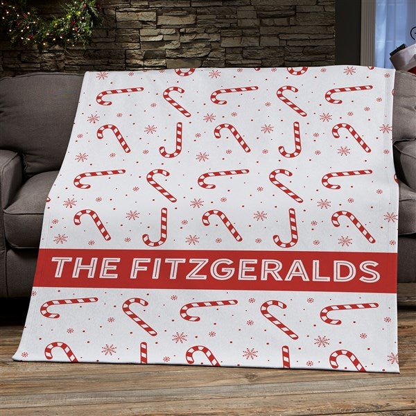 Candy Cane Lane Personalized Christmas Blankets - 32538