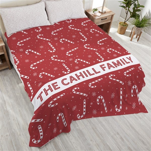 Candy Cane Lane Personalized Christmas Blankets - 32538