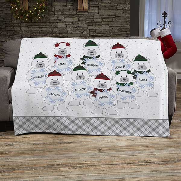 Polar Bear Family Personalized Christmas Blankets - 32542
