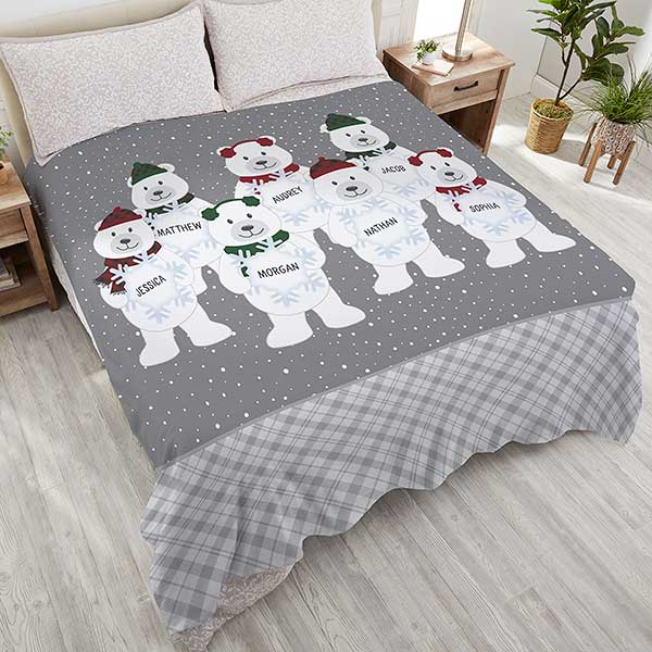 Polar Bear Family Personalized Christmas Blankets - 32542