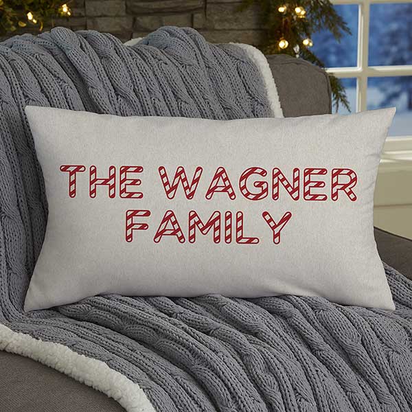 Candy Cane Lane Personalized Christmas Throw Pillows - 32543