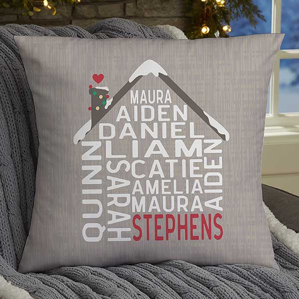 Christmas Family House Personalized Christmas Throw Pillows - 32544