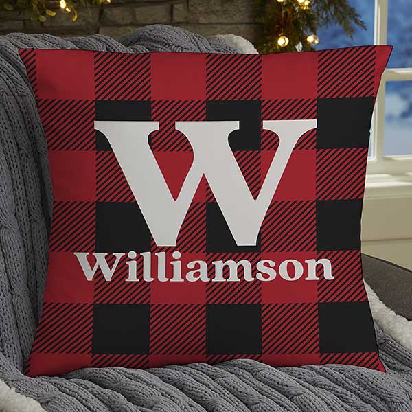 Plaid & Prints Personalized Christmas Throw Pillows - 32545