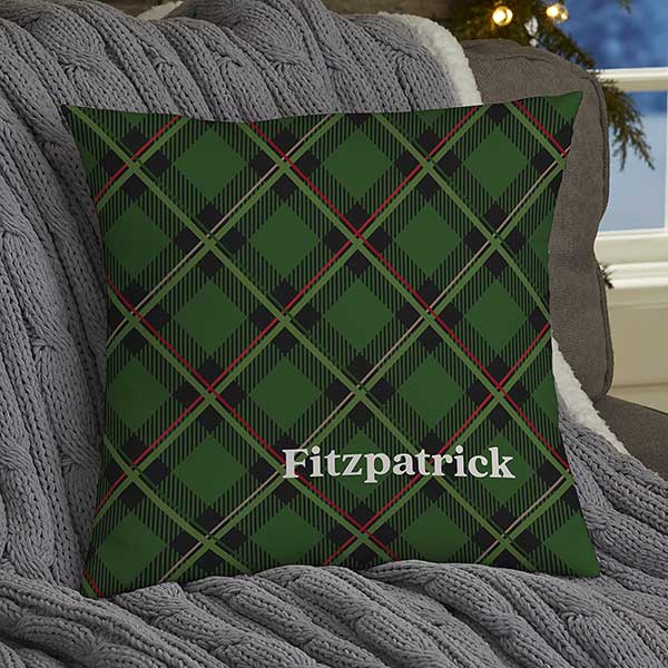 Plaid & Prints Personalized Christmas Throw Pillows - 32545