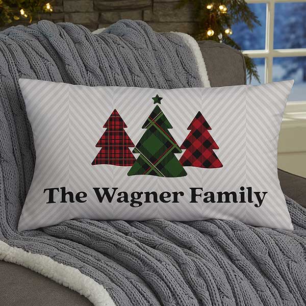 Plaid & Prints Personalized Christmas Throw Pillows - 32545