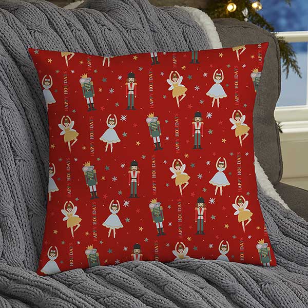 Sugarplum & Nutcracker Personalized Christmas Throw Pillows - 32546
