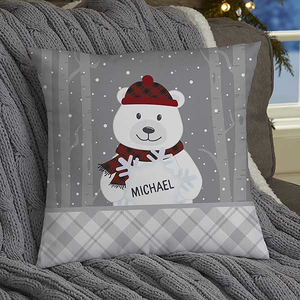 Polar Bear Family Personalized Christmas Throw Pillows - 32547