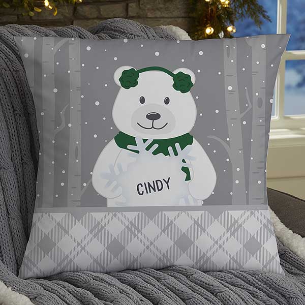 Polar Bear Family Personalized Christmas Throw Pillows - 32547