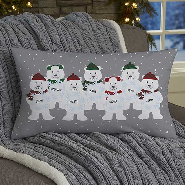 Polar Bear Family Personalized Christmas Throw Pillows - 32547