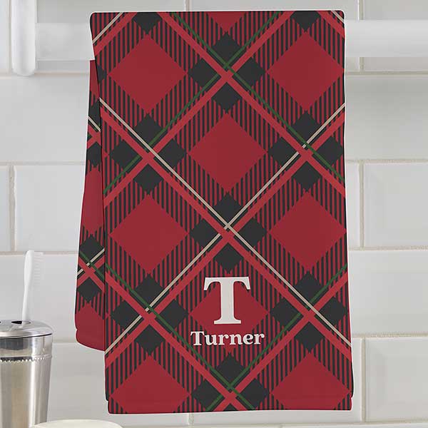 Plaid & Prints Christmas Personalized Hand Towels - 32553