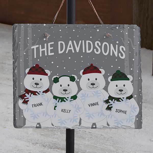 Polar Bear Family Personalized Slate Plaque - 32555