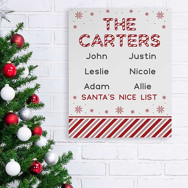 Candy Cane Lane Santa's List Personalized Canvas Tile Board - 32557