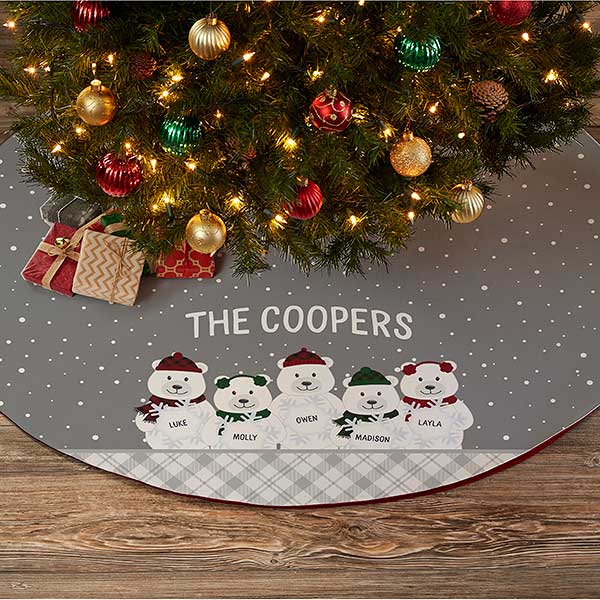 Polar Bear Family Personalized Christmas Tree Skirt - 32566