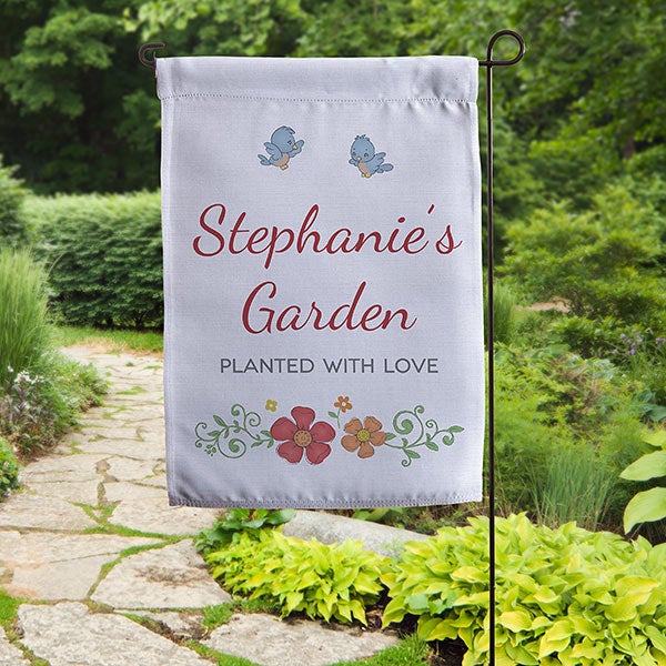 Precious Moments Floral Personalized Garden Flag - 32590