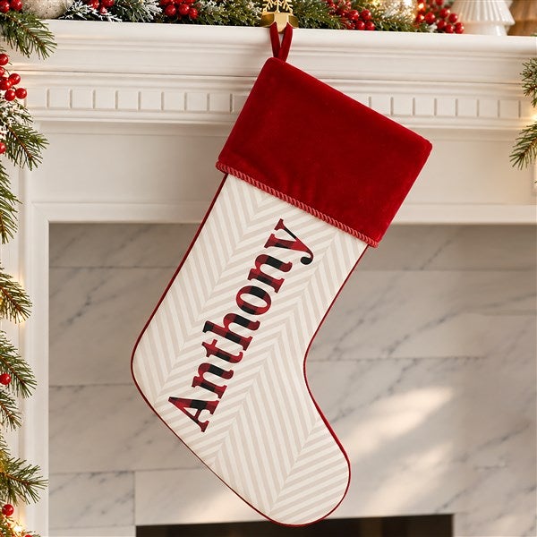 Plaid & Prints Personalized Christmas Stockings - 32617