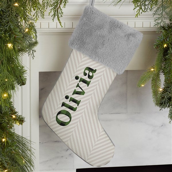 Plaid & Prints Personalized Christmas Stockings - 32617