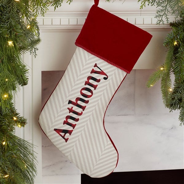 Plaid & Prints Personalized Christmas Stockings - 32617