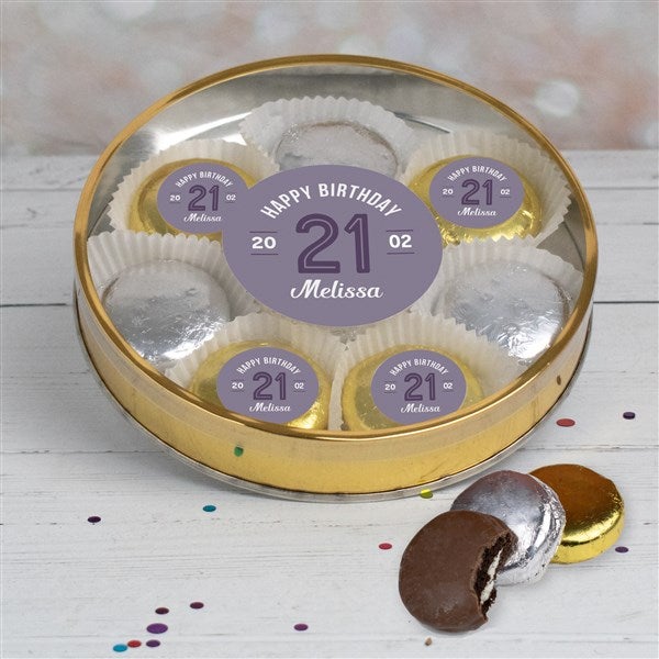 Modern Birthday For Her Personalized Chocolate Covered Oreo Cookie Gift Tins  - 32624D