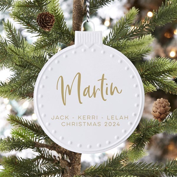 Trendy Script Personalized White Enamel Ornament - 32631