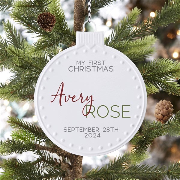 First Christmas Personalized White Enamel Ornament - 32632