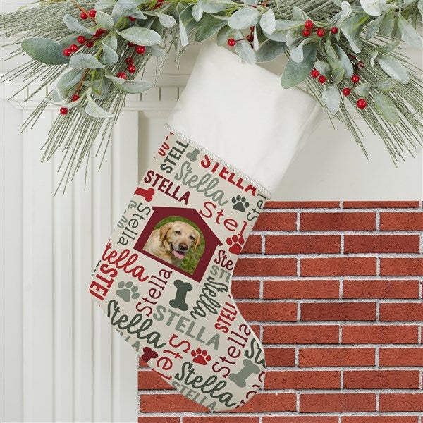 Repeating Pet Name Personalized Photo Christmas Stocking - 32637