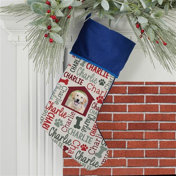 Repeating Pet Name Personalized Photo Christmas Stocking - 32637