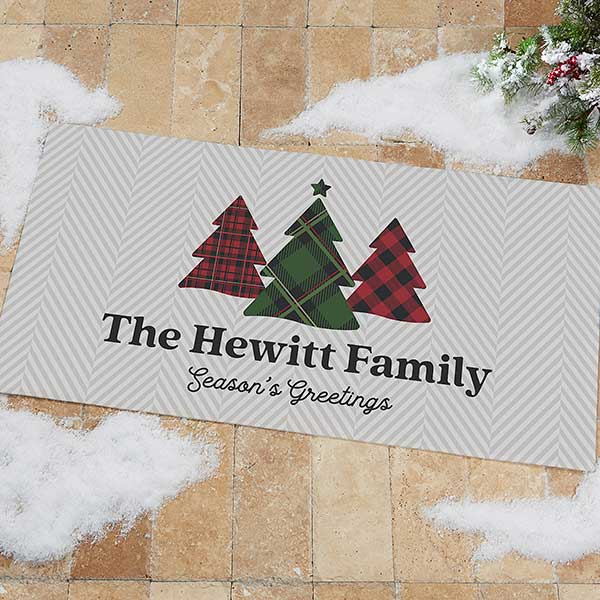 Plaid & Print Personalized Christmas Doormats - 32644