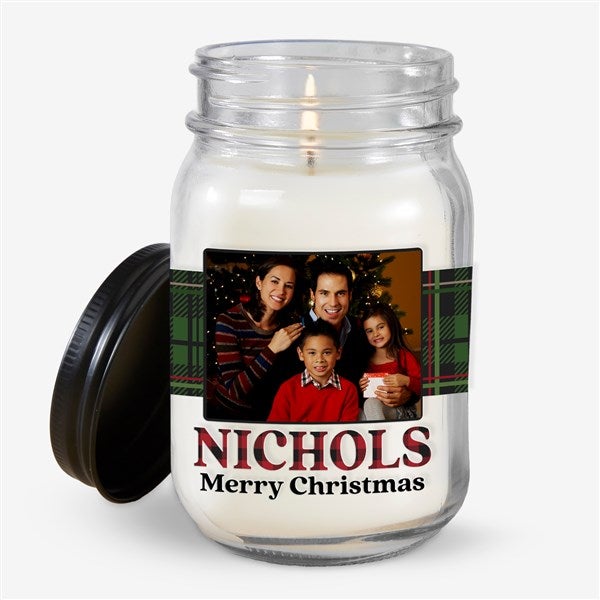 Plaid & Print Personalized Christmas Photo Candle Jars - 32645