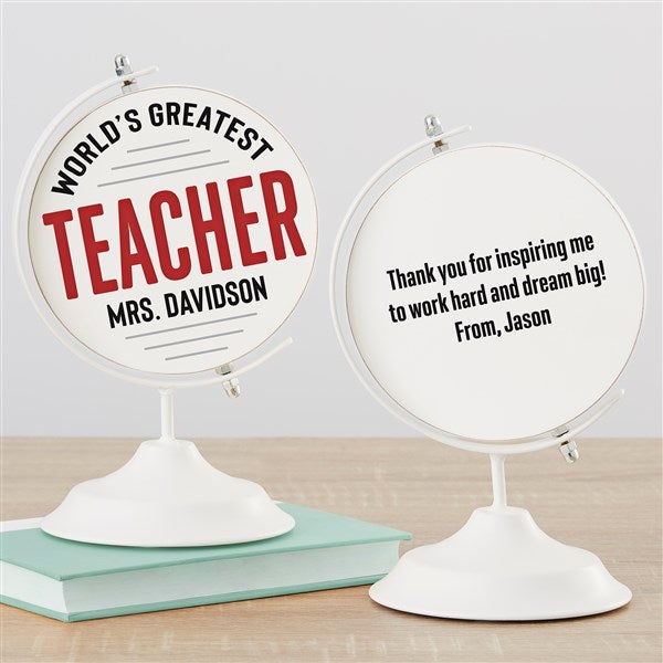 World's Greatest Teacher Personalized Wooden Decorative Globe - 32654