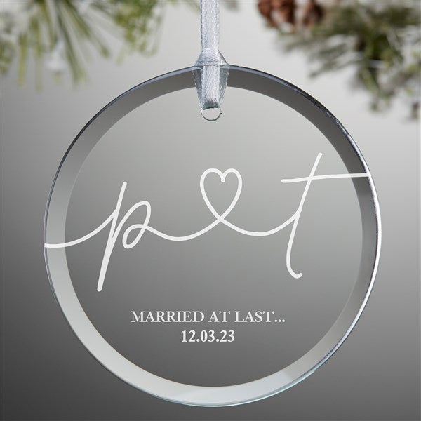 Drawn Together By Love Personalized Glass Ornaments - 32678