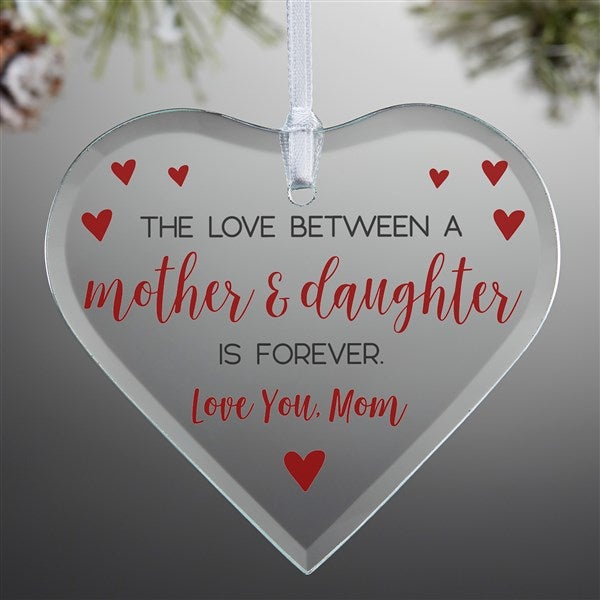 Mother Daughter Personalized Heart Glass Ornament