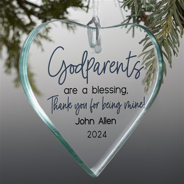 Godparents Personalized Glass Heart Ornament - 32684