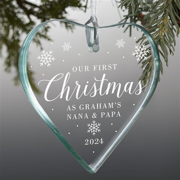 First Christmas as Grandparents Personalized Glass Heart Ornaments - 32685