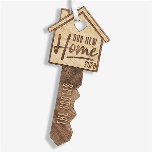 Our New Home Personalized Wood Key Ornament - 32688
