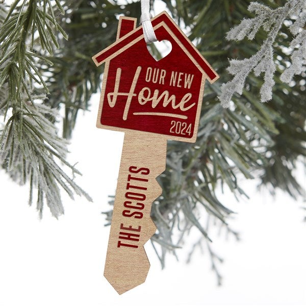 Our New Home Personalized Wood Key Ornament - 32688