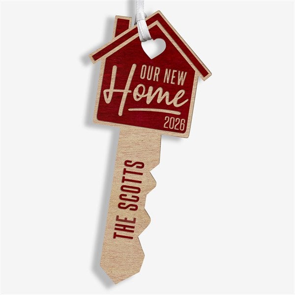 Our New Home Personalized Wood Key Ornament - 32688
