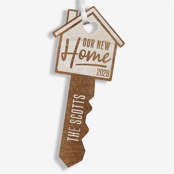 Our New Home Personalized Wood Key Ornament - 32688