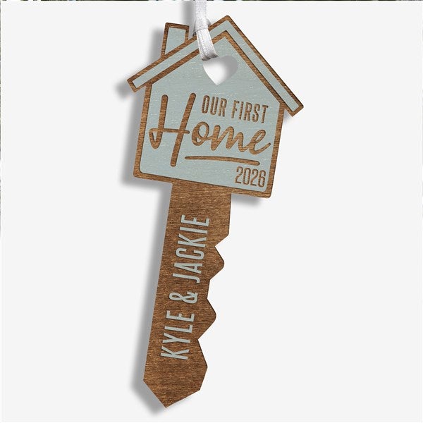 Our New Home Personalized Wood Key Ornament - 32688