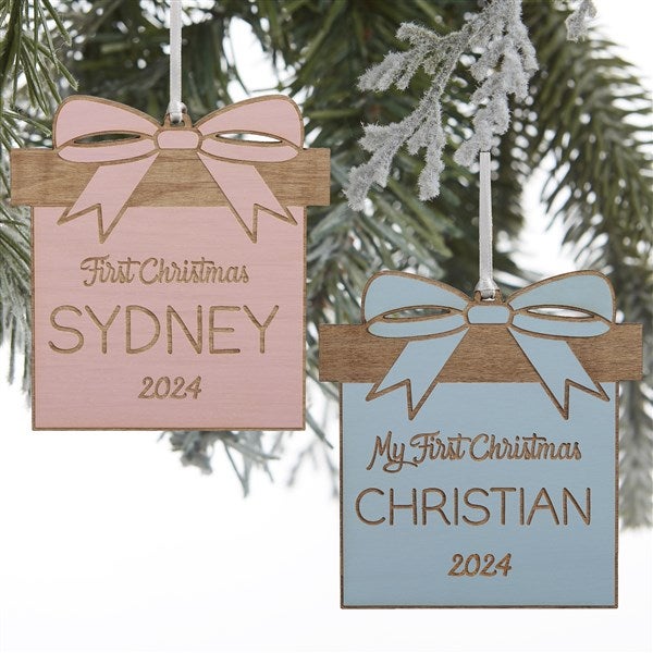 Baby Christmas Present Personalized Wood Ornaments - 32690