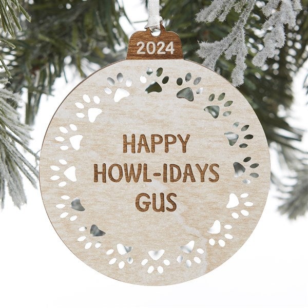 Pet Print Personalized Round Wood Ornaments - 32698