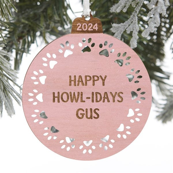 Pet Print Personalized Round Wood Ornaments - 32698
