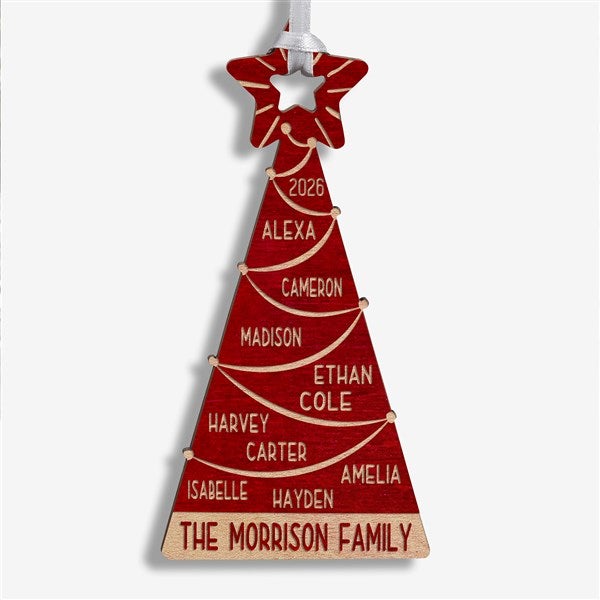 Family Christmas Tree Personalized Wood Ornament - 32699