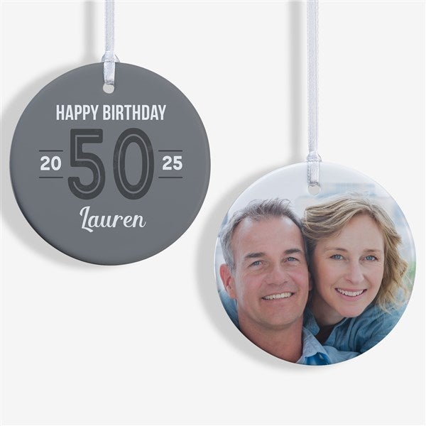 Modern Milestone Birthday Personalized Christmas Ornaments - 32703