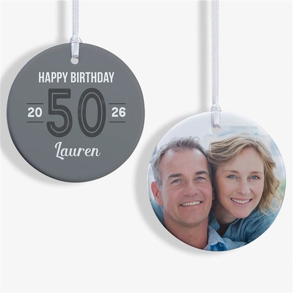 Modern Milestone Birthday Personalized Christmas Ornaments - 32703