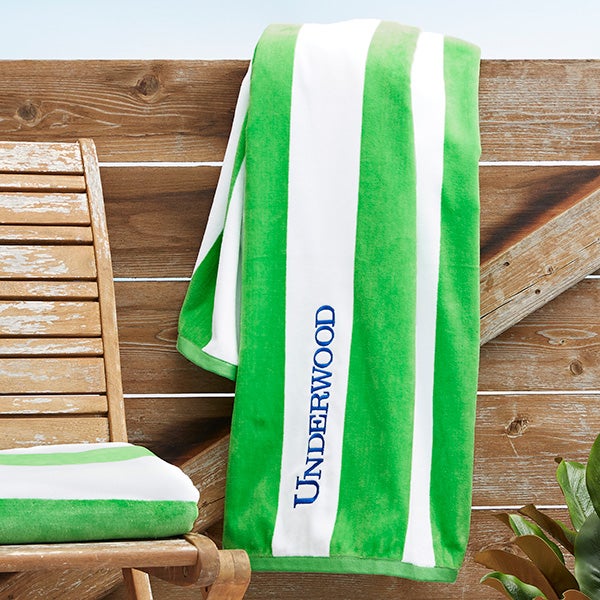 Monogrammed Cabana Stripe Beach Towel