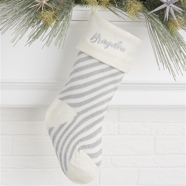Metallic Stripe Personalized Christmas Knit Stockings - 32742