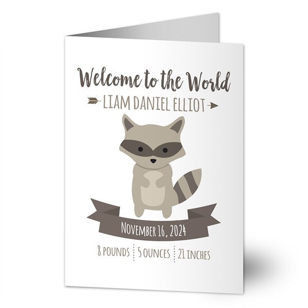 Woodland Adventure Personalized Congratulations Baby Cards - 32770